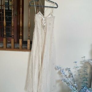 Scala Cream Spaghetti Strap Maxi Dress for Brides